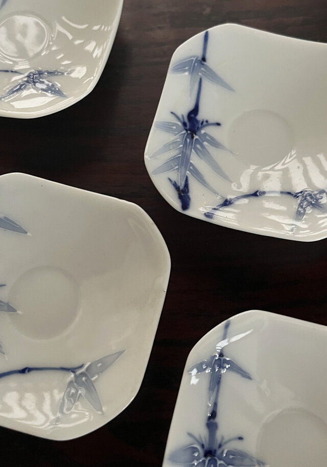 隅切り 四角 豆皿 竹 笹 4枚 yk307 | iichi 日々の暮らしを心地よく