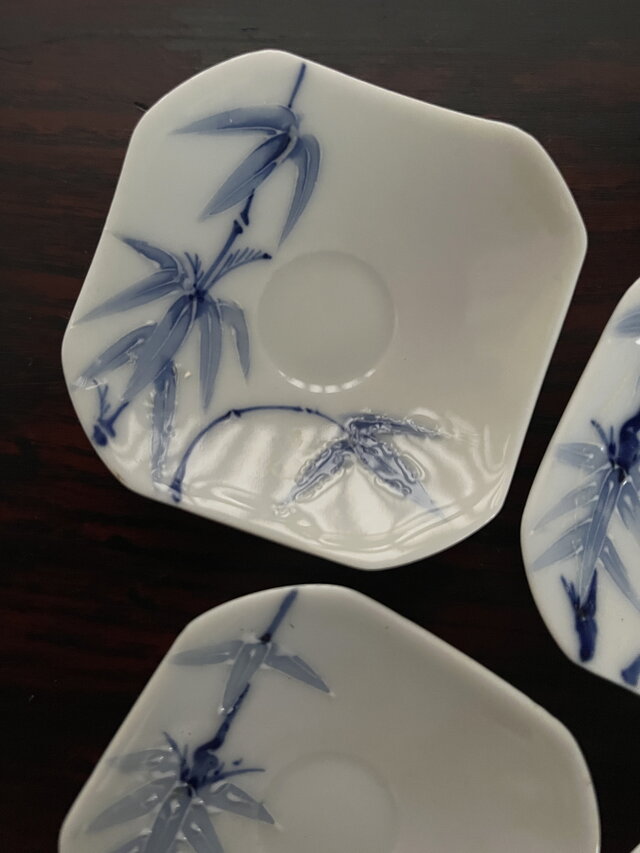 【極美品】杉八角皿　4枚セット（器外） 隅切り 四角 豆皿 竹 笹 4枚 yk307 | iichi 日々の暮らしを心地よく