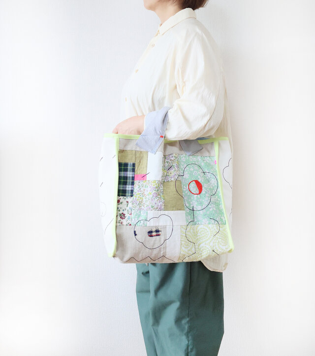 パッチワークバッグDrawing overーlime | iichi 日々の暮らしを
