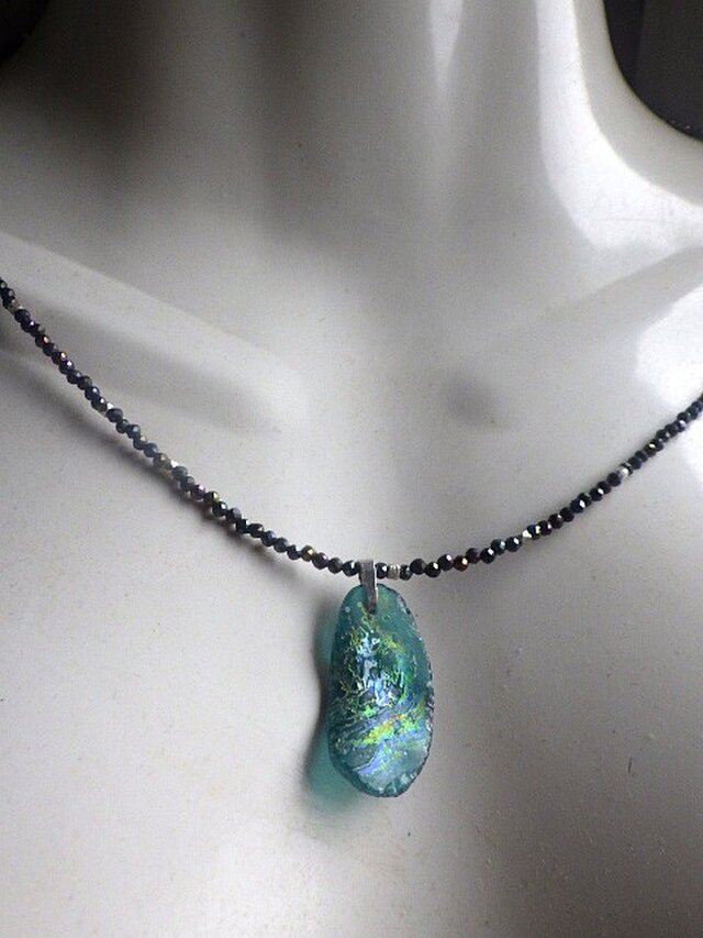 Ancient Romanglass Necklace3WAY☆ローマングラス ブラックスピネル