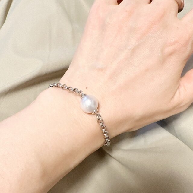 夏限定1点もの・送料無料】淡水パールのブレスレット｜本真珠 Silver