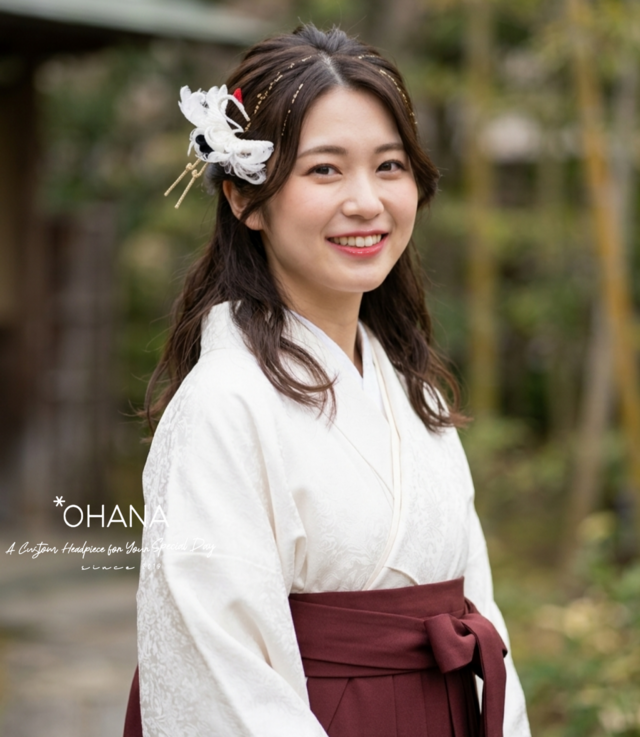 鶴の髪飾り】つまみ細工 成人式 結婚式 卒業式 七五三 和装 白無垢