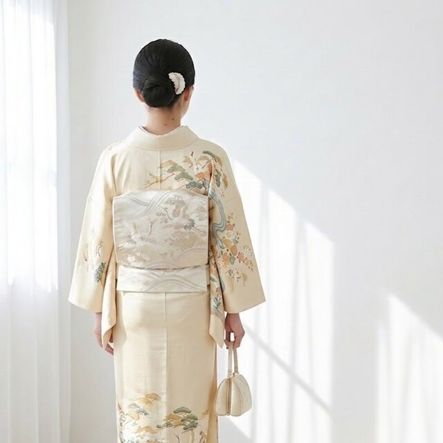 桜着物白 振袖レンタル・白 白系 暈し染め 駒刺繍 金彩 桜吹雪 ZX704