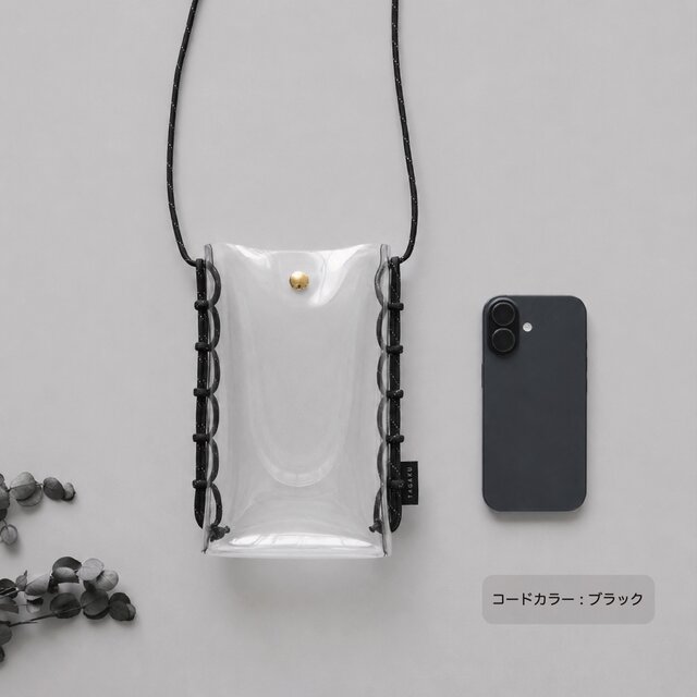 PVC クリア スマホショルダー｜パラコード ミニサコッシュ 軽量 クリア