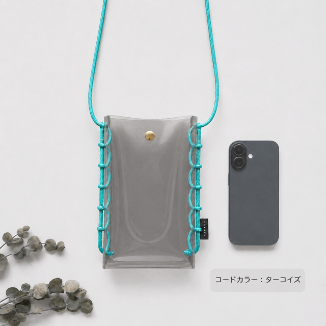 PVC クリア スマホショルダー｜パラコード ミニサコッシュ 軽量 クリア