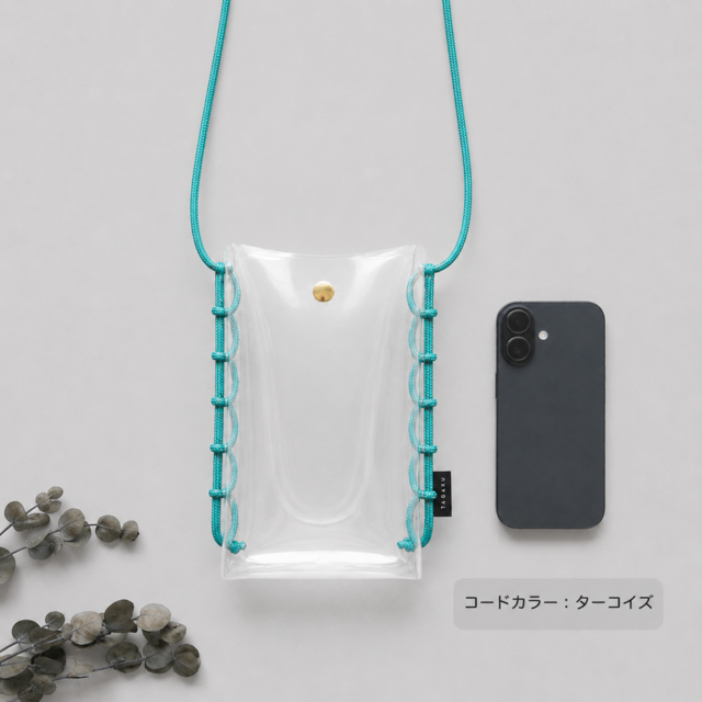 PVC クリア スマホショルダー｜パラコード ミニサコッシュ 軽量 クリア