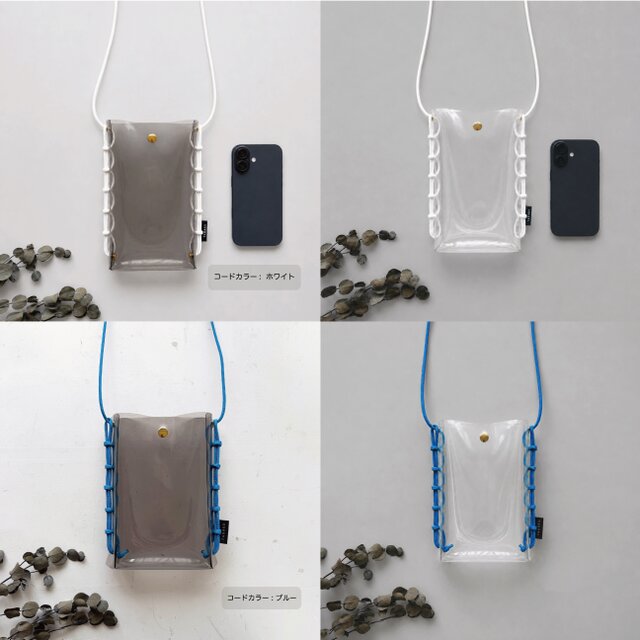 PVC クリア スマホショルダー｜パラコード ミニサコッシュ 軽量 クリア