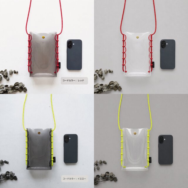 PVC クリア スマホショルダー｜パラコード ミニサコッシュ 軽量 クリア 