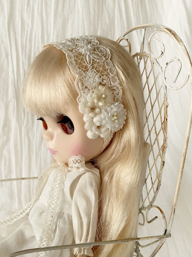 ドール用染め花付きレースのヘッドドレス(L) | iichi 日々の暮らしを