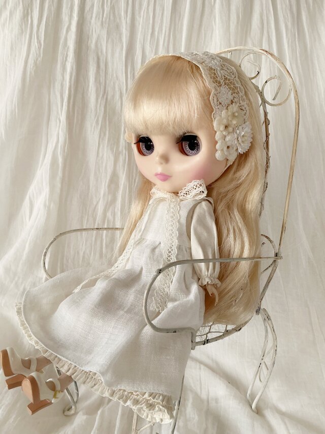 ドール用染め花付きレースのヘッドドレス(L) | iichi 日々の暮らしを