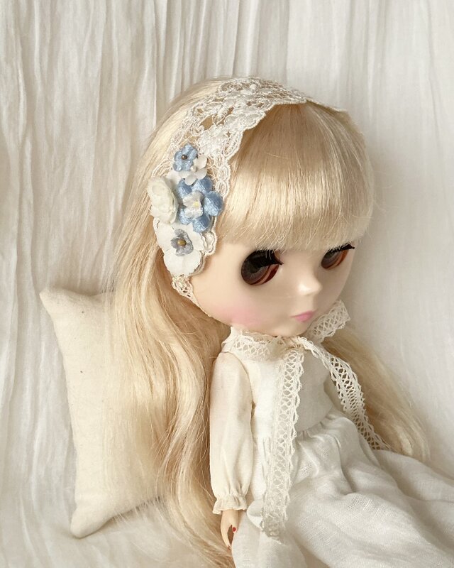 ドール用染め花付きレースのヘッドドレス(L) | iichi 日々の暮らしを