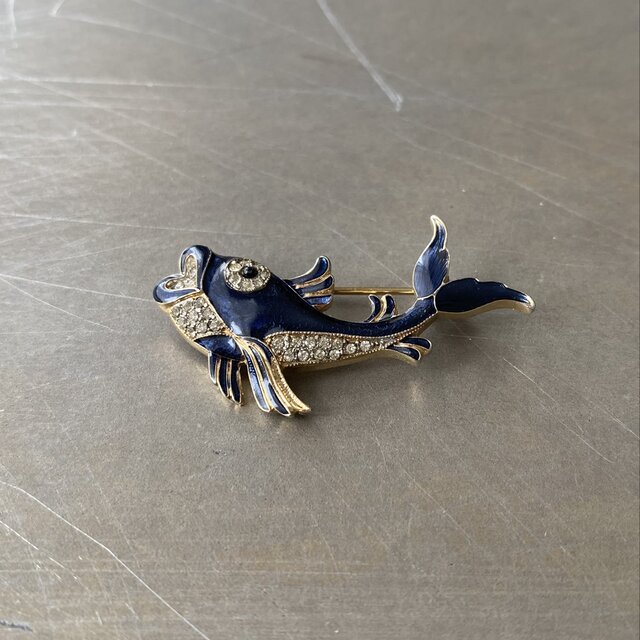 Vintage 70s-80s USA D'ORLAN enamel fish brooch | iichi 日々の