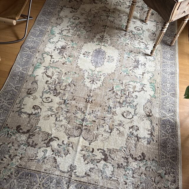 超大判165×268 グレージュ×スモーキーラベンダー トルコヴィンテージ