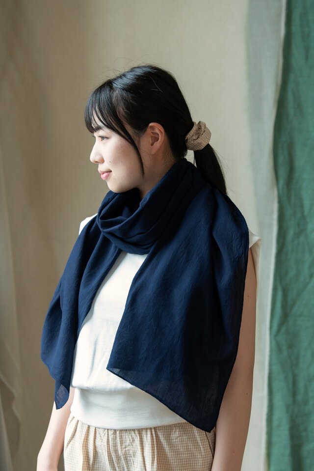 藍染 カルゼ大判ストール【Organic Cotton】のコピー | iichi 日々の
