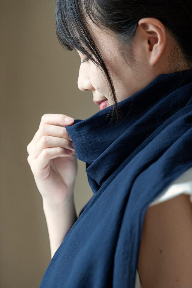 藍染 カルゼ大判ストール【Organic Cotton】のコピー | iichi 日々の