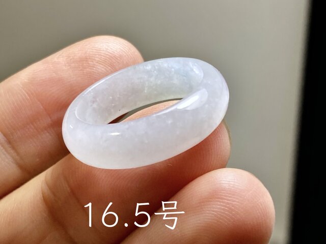 ミャンマー産 天然本翡翠 A貨　氷種　白氷　雪花綿 くり抜きリング　6.5号 L18-44 氷糯種 白瓷 16.5号 ミャンマー産 A貨 本翡翠 くりぬき リング