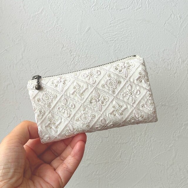 インド刺繍生地のひらく、仕分けポーチ｜蛇腹ポーチ・お薬ポーチ・ミニ