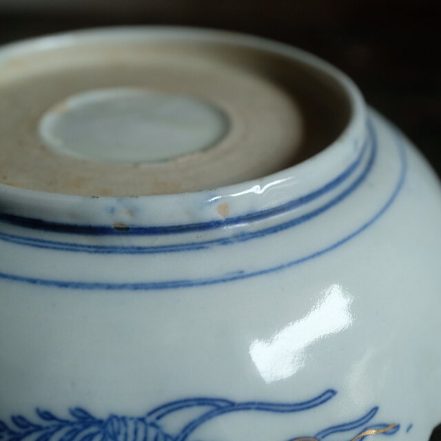 桐の花と鳳凰◇瀬戸焼 松竹梅文色絵印判金彩膾皿 骨董・antiques 古