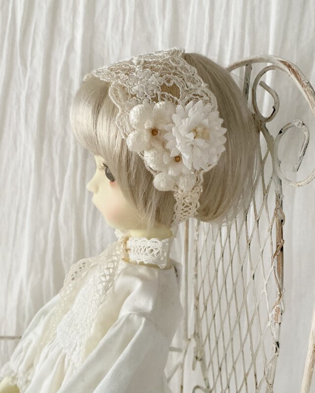 ドール用染め花付きレースのヘッドドレス(M) | iichi 日々の暮らしを