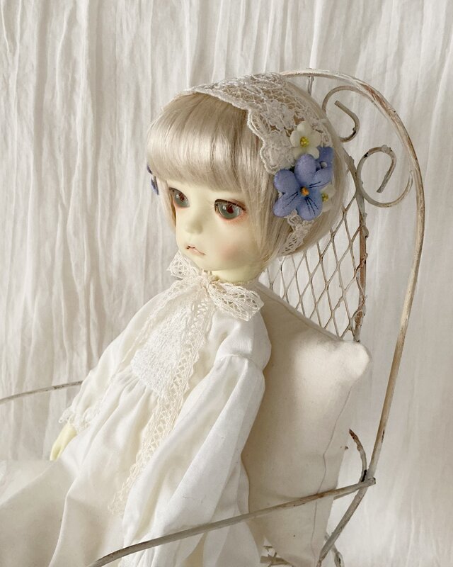 ドール用染め花付きレースのヘッドドレス(M) | iichi 日々の暮らしを