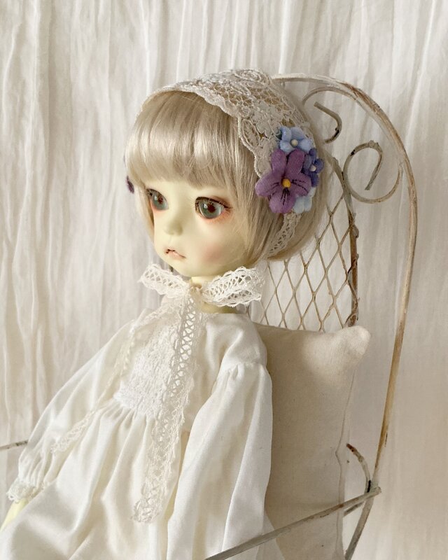 ドール用染め花付きレースのヘッドドレス(M) | iichi 日々の暮らしを