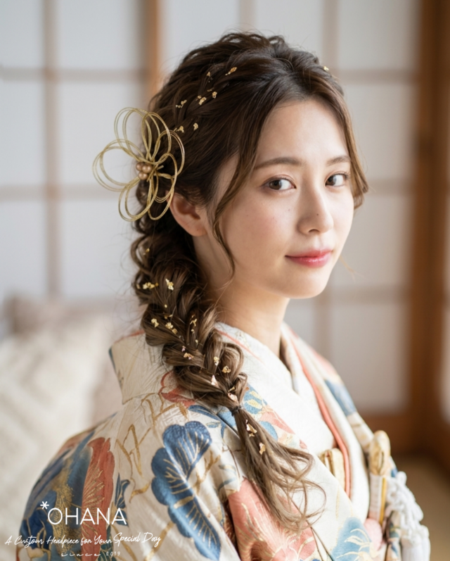 選べる2色】 水引のお花髪飾り 結婚式 成人式 卒業式 七五三 前撮り