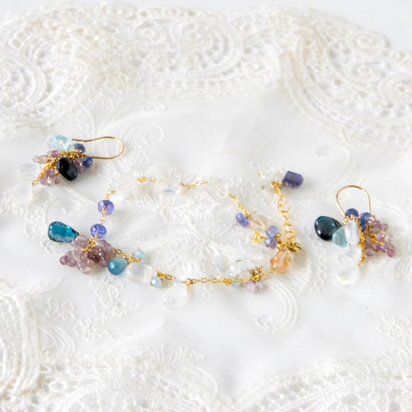 紫陽花色の色がさね｜ロンドンブルートパーズ・アクアマリン
