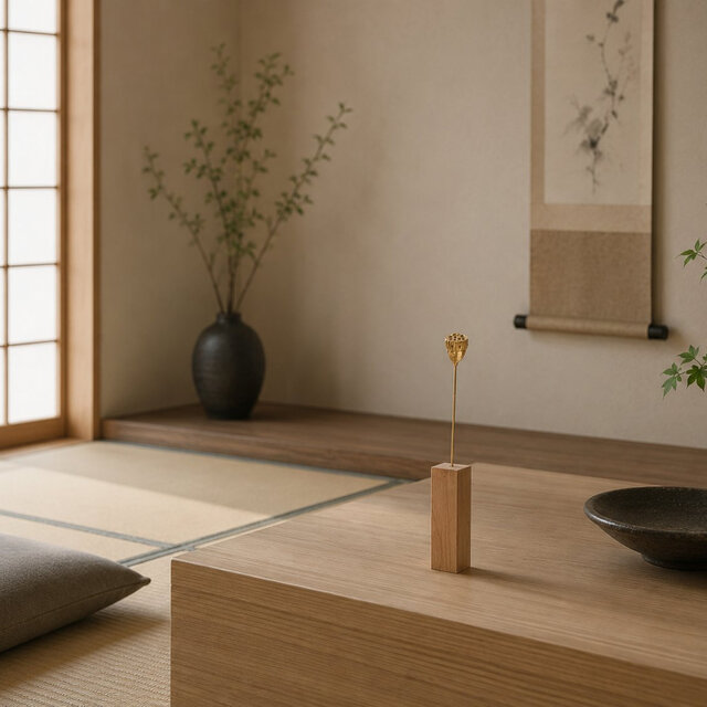 木製花瓶 ハスの実オブジェ｜真鍮製 木製花瓶付き 新築祝い・ギフト | iichi