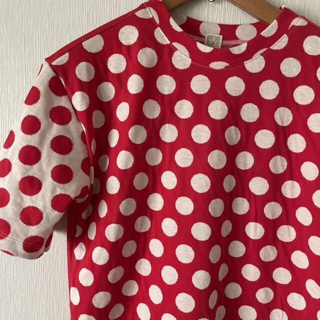 ドット切替半袖Tシャツ赤白F | iichi 日々の暮らしを心地よくする