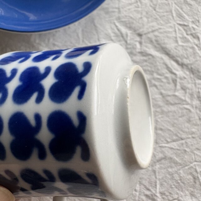 ARABIA Vintage Stencil⋆༶⠜アラビア ステンシル 青のハート カップ