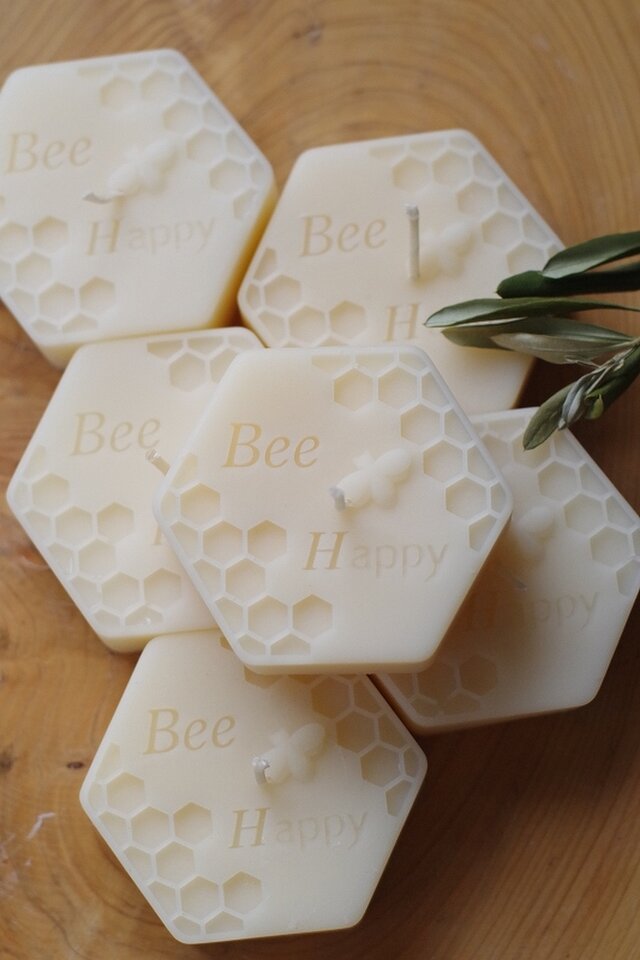 天然蜜蝋のハニカムキャンドル｜Bee Happy｜ミツバチの恵みを灯す