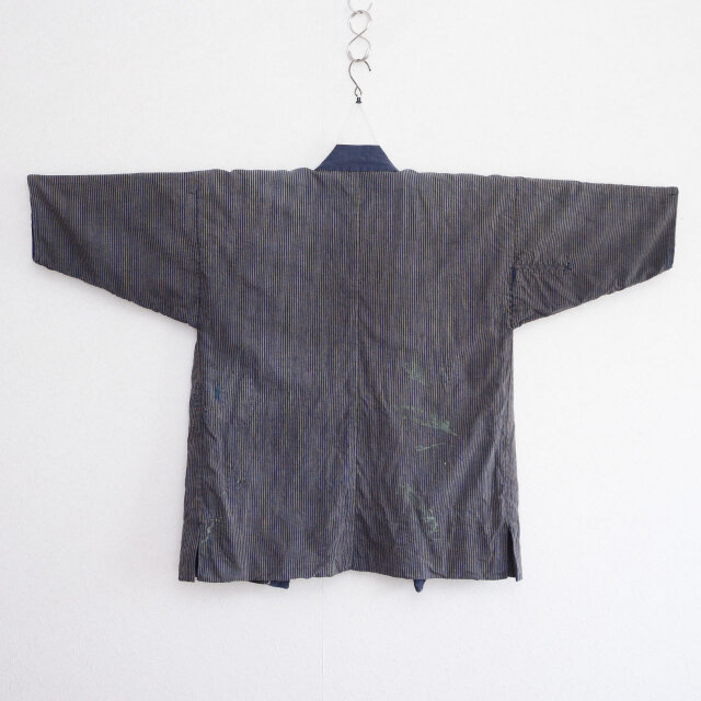 襤褸】野良着 ジャケット｜藍染縞 綿・昭和初期〜中期 つぎはぎリペア