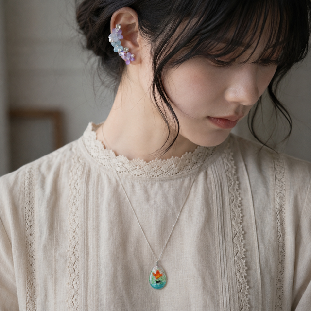 ハンドメイド　美品　ネックレス 涼やか金魚のサマーネックレス | iichi 日々の暮らしを心地よくする