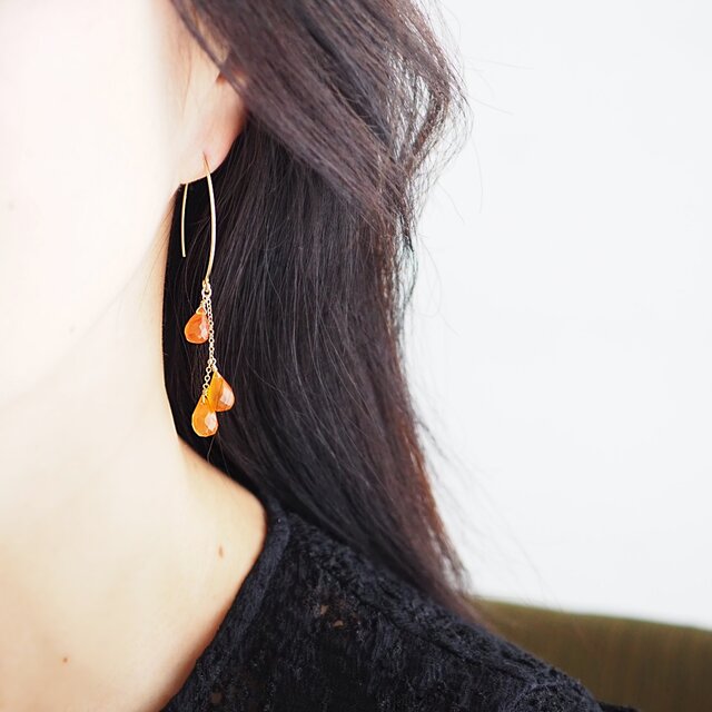 カーネリアンピアス / 14KGF | iichi 日々の暮らしを心地よくする