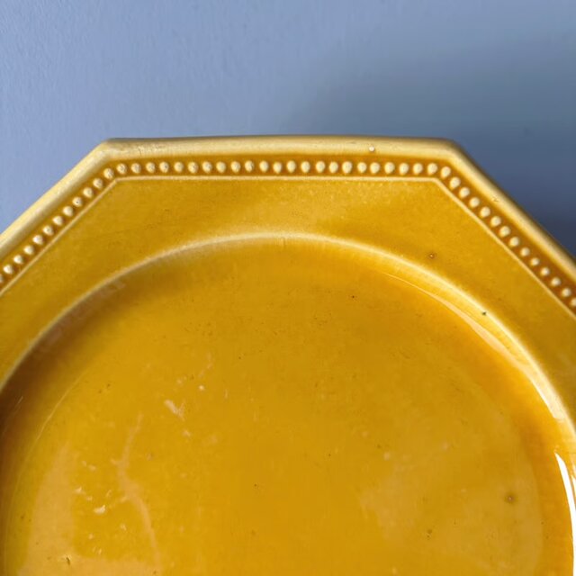 ピション PICHON 黄釉 オクトゴナル 平皿 アンティーク b 0501131