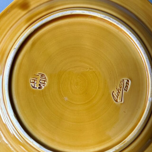 ピション PICHON 黄釉 オクトゴナル 平皿 アンティーク b 0501131