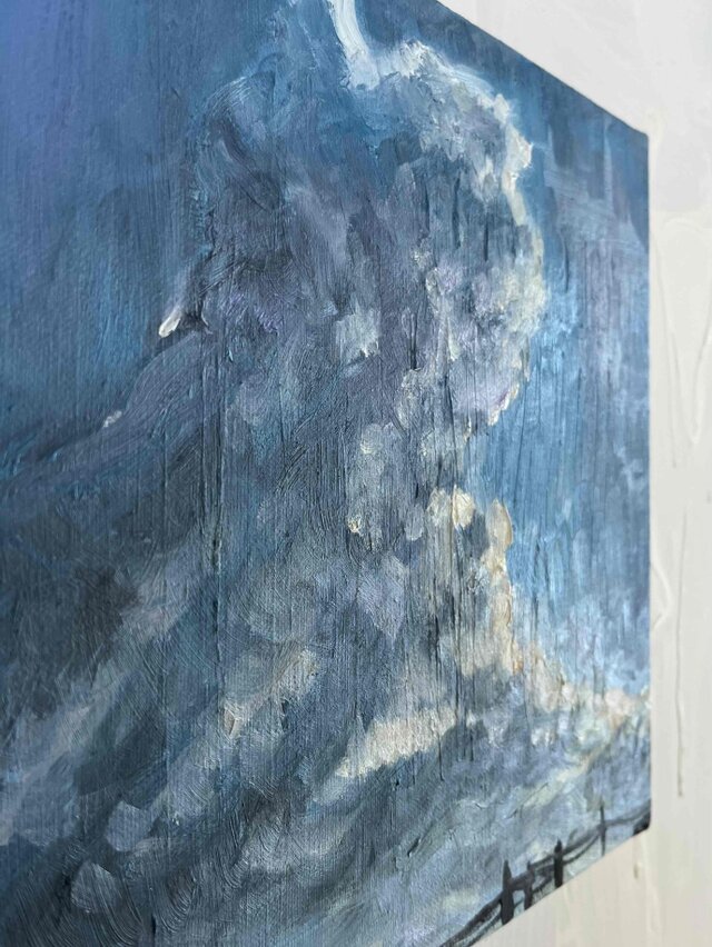 原画・油彩「積乱雲」アート 絵画 S3（27㎝角） キャンバス | iichi