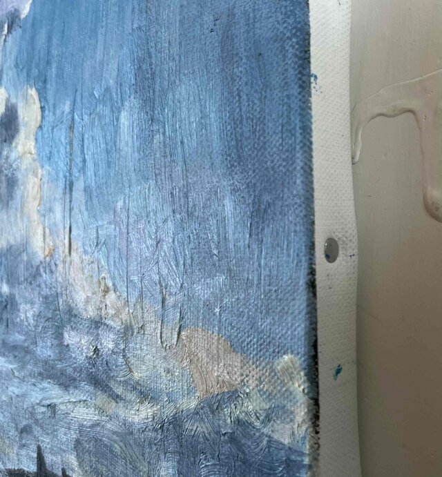 原画・油彩「積乱雲」アート 絵画 S3（27㎝角） キャンバス | iichi