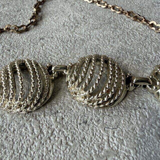 N323-ヴィンテージネックレス U.S.A. Textured Gold Openwork Wave