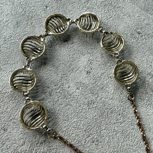 N323-ヴィンテージネックレス U.S.A. Textured Gold Openwork Wave