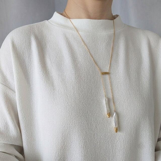 希少・限定数】スティックパール×金箔のロングネックレス マグネット 