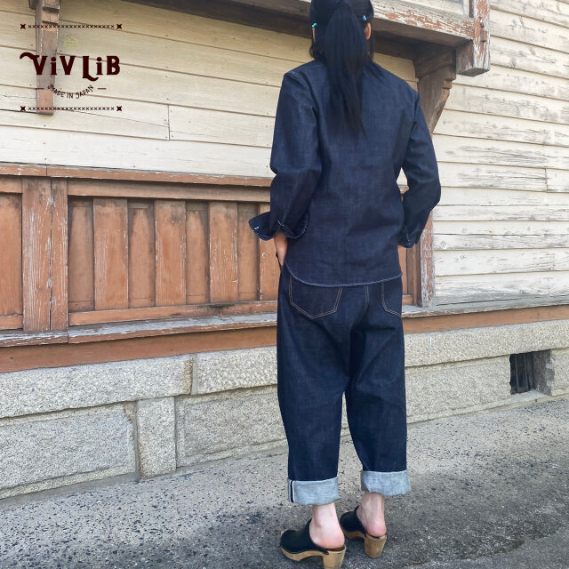13.5oz岡山セルビッチデニム/サルエルデニムパンツ/深股ワイド