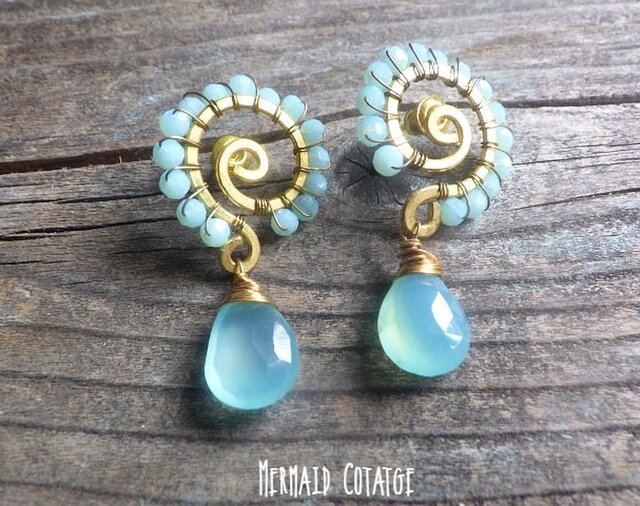 Ocean Swirl Chalcedony *Sea blue* 波の渦から滴るシーブルー