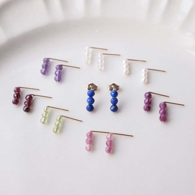 ピアス]14kgf:天然石連なるシンプルラインピアス | iichi 日々の暮らし