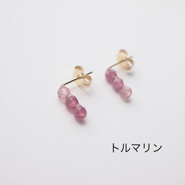 ピアス]14kgf:天然石連なるシンプルラインピアス | iichi 日々の暮らし