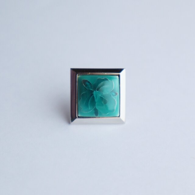 正方カトレア 【Jade】 七宝焼のタイタック ラペルピン ピンバッジ