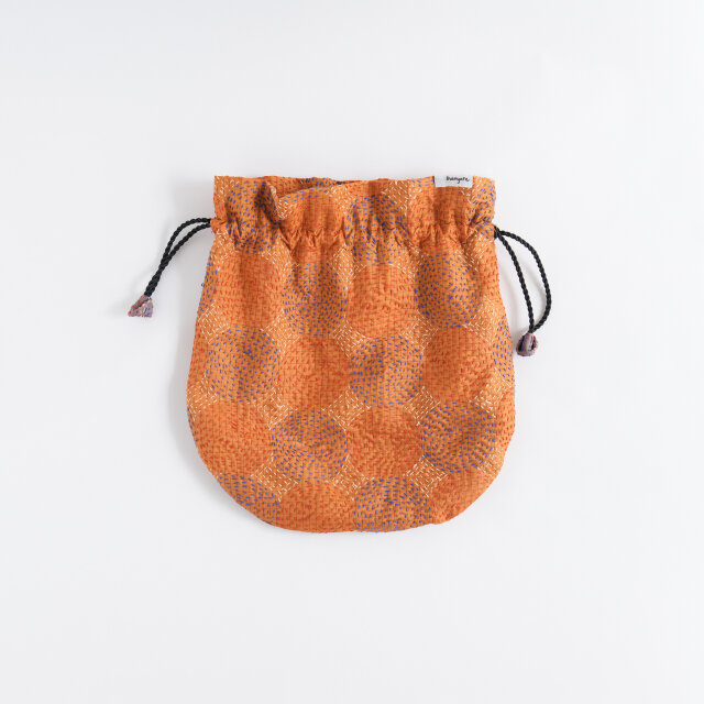 indian embroidery drawstring bag -O- / インドカンタ刺繍 巾着バッグ