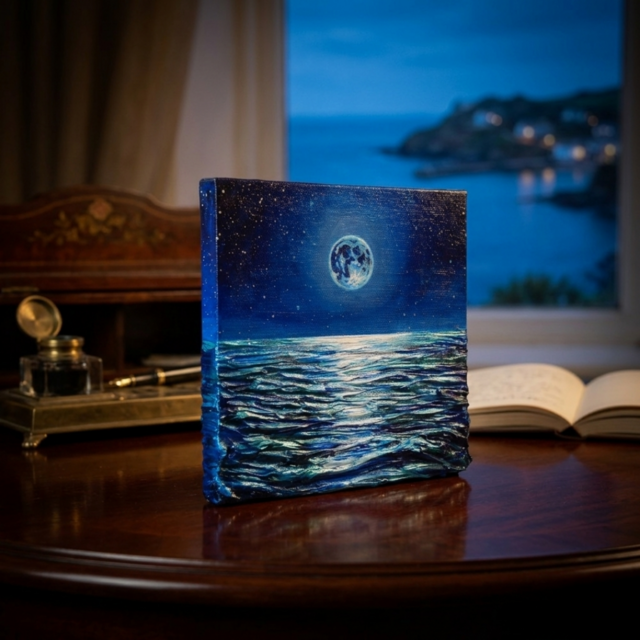 The Mystic Sea】油彩画「神秘の海と満月の輝き」原画 一点物 | iichi