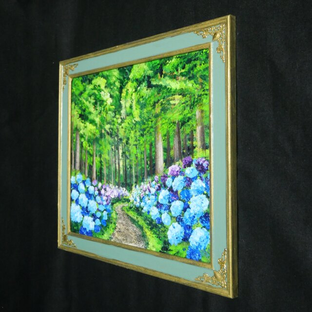 油絵】森の奥に咲き誇る、万華鏡の紫陽花｜絵画 アジサイ 初夏 梅雨
