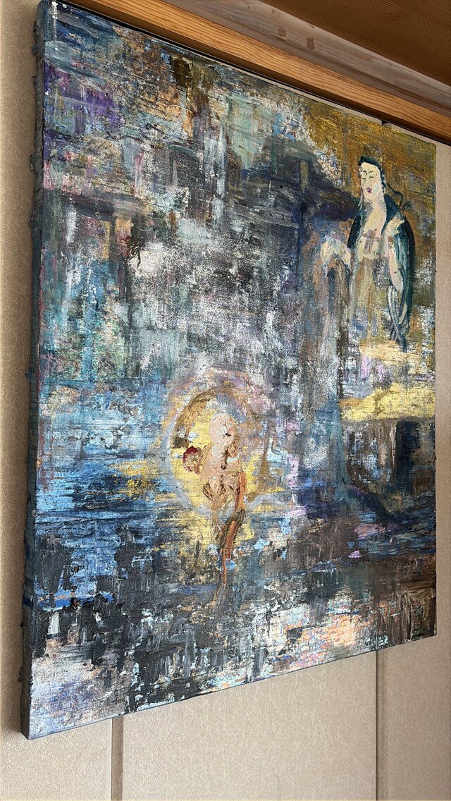 【曰く付き】祖父の遺品整理で見つかった、見つめる絵　アクリル画 アート Work 26.06'26 ー 悲母観音 ー | iichi 日々の暮らしを心地よくする